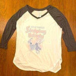 Cute and Soft Disney Sleeping Beauty V-Neck Baseball T-Shirt